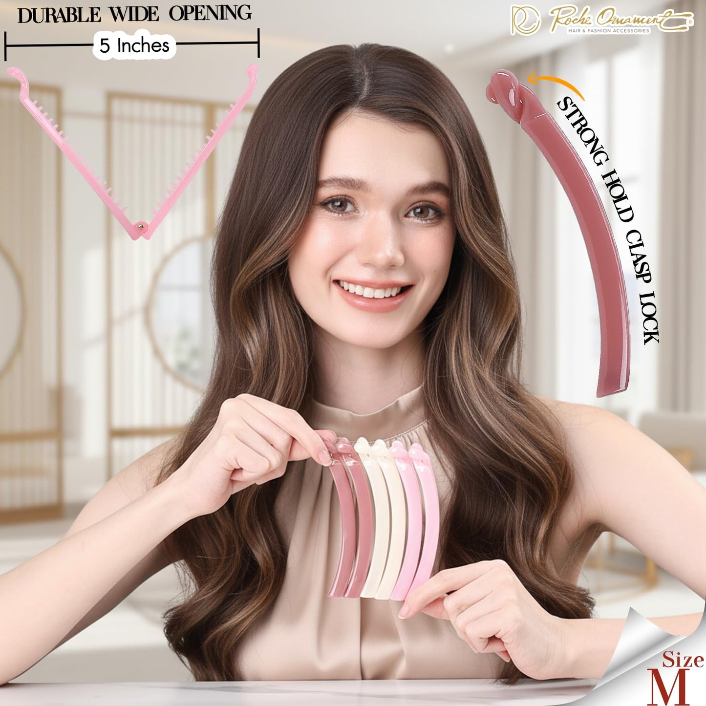 Banana Hair Clip Set - 6 Pcs No-Slip Claw Clips for Thin Hair | Secure Grip, Cherry Blossom Design
