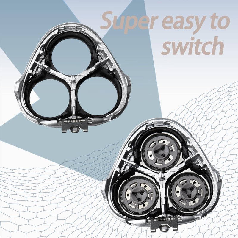 SUPERNB SH50 Shaver Replacement Heads Compatible with Philips Norelcos Series 5000 Razors, Rotary Replacement Blades with High Performance - Fast, Smooth and Close, 3Packs.