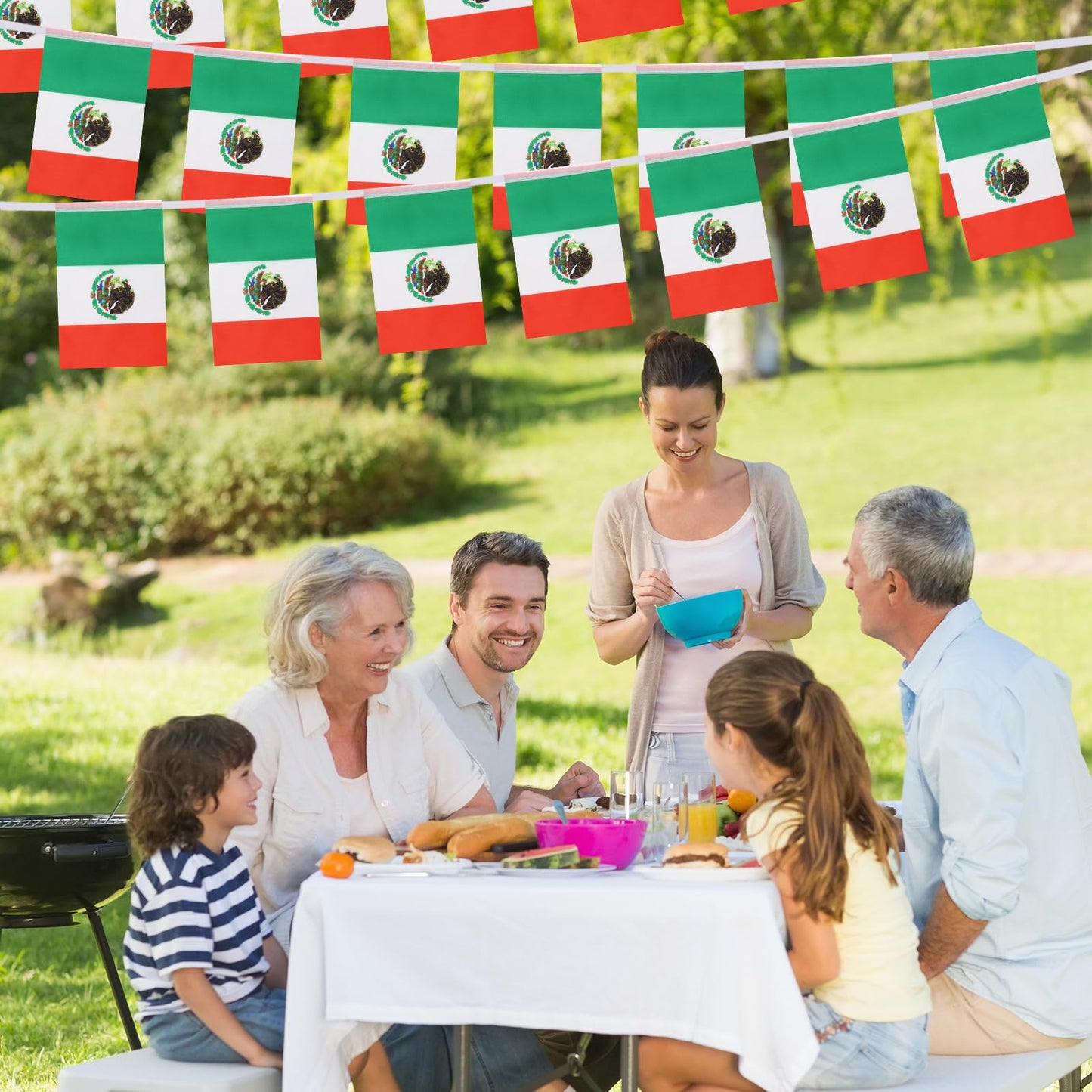 Mexico Flag Banner, Small Mini Mexican Flags Patriotic Decoration for Party, Classroom, Sports Events, 33 Feet 30 Flags