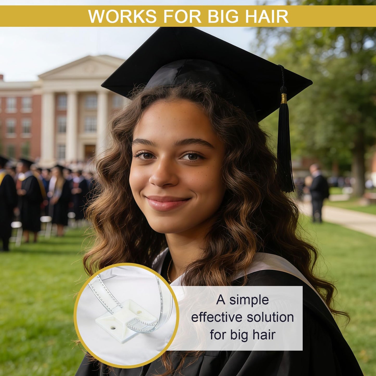 Pvoiue Graduation Cap Headband Insert 2026, Clear Acrylic No-Slip Grad Cap Fixer with Adhesive Base, Comfortable Grad Caps Accessory for Women Men with Thick/Curly Hair