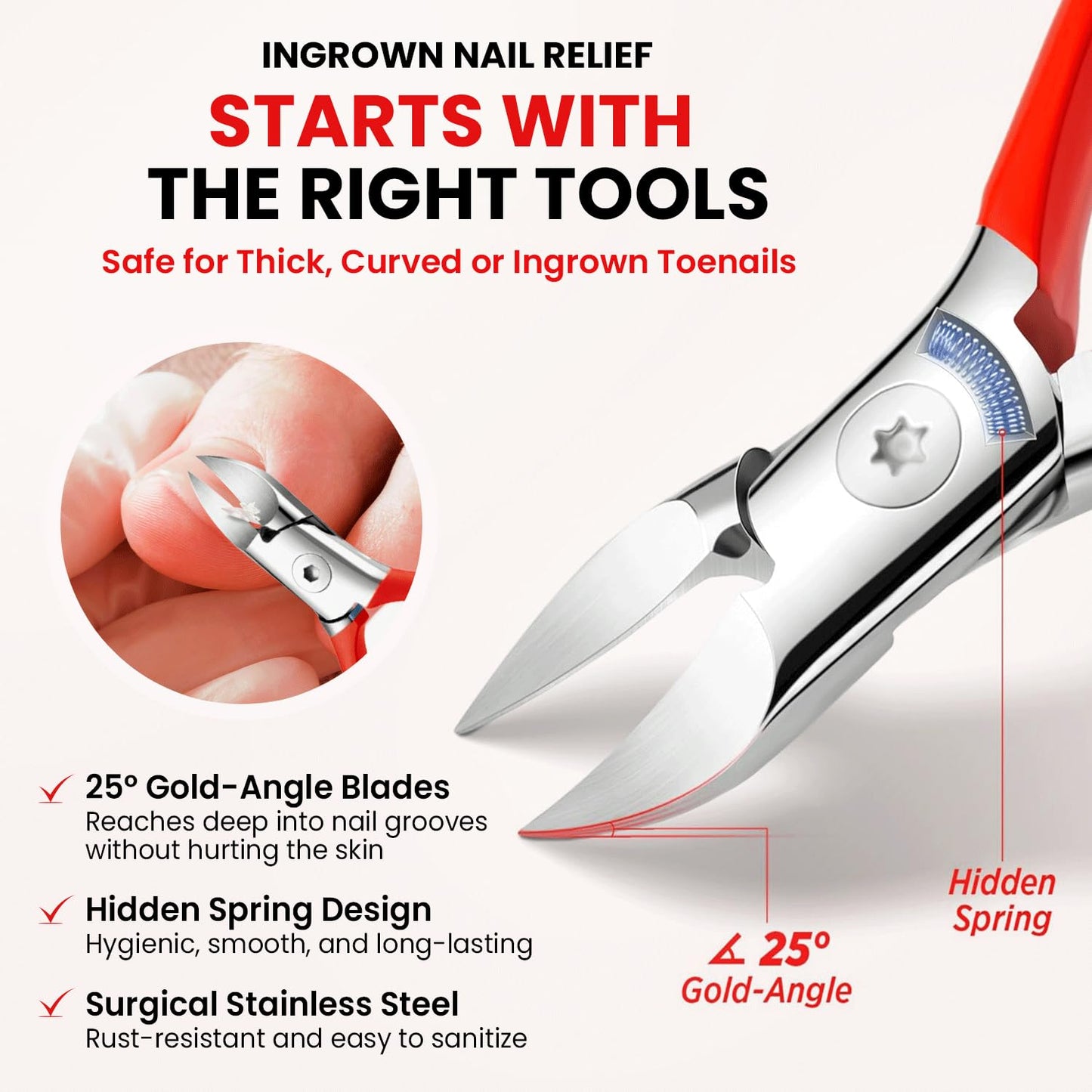 Ingrown Toenail Treatment Kit - Nail Softening Drops & Precision Clippers for Thick Curved Nails | Home Use Tool