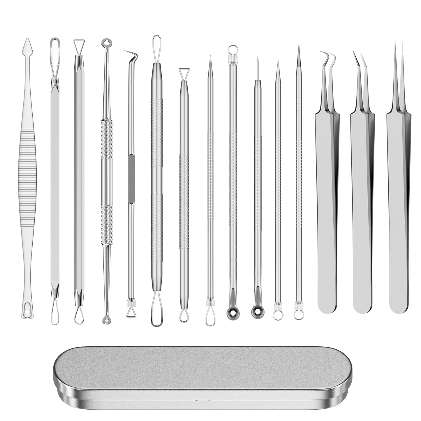 Blackhead Remover Pimple Popper Tool Kit 15 Pcs Blackhead Remover Tools Kit with Storage Case Pimple Popper Tool kit for Face Nose Deep Cleansing Pimple Extractor for Quick and Easy Removal of Pimples