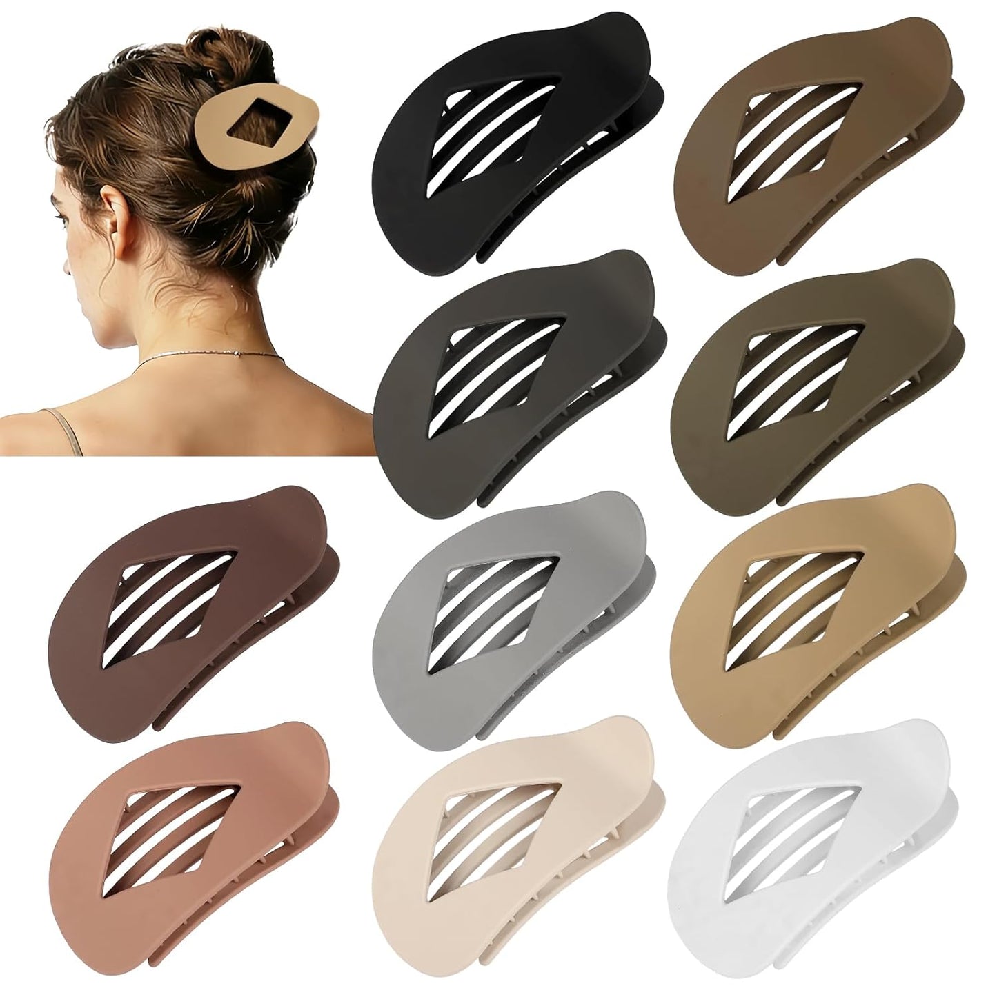 Flat Hair Clips for Women - 10 PCS Large Matte & Tortoise Claw Clips | 4.2 Inch Strong Hold for Thick/Thin Hair