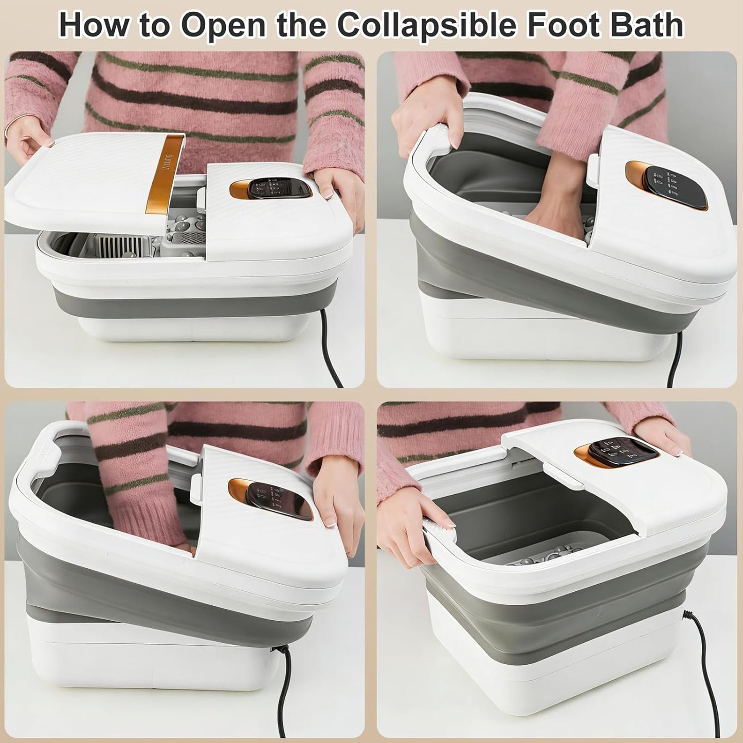 Collapsible Foot Spa Bath - Motorized Massager with Heat & Touch Screen | Pedicure Kit with Temperature Control