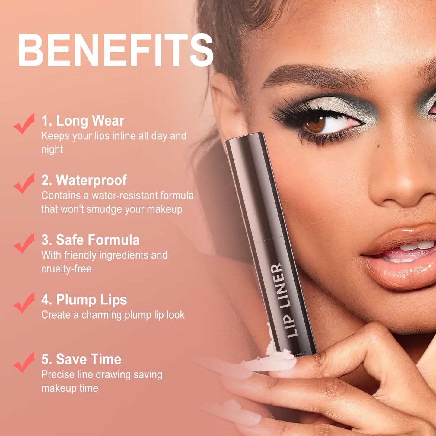 OETUIOW Lip Liner Stain with Matte Finish Waterproof & Transfer-proof for A Natural Lip Look (Nude)