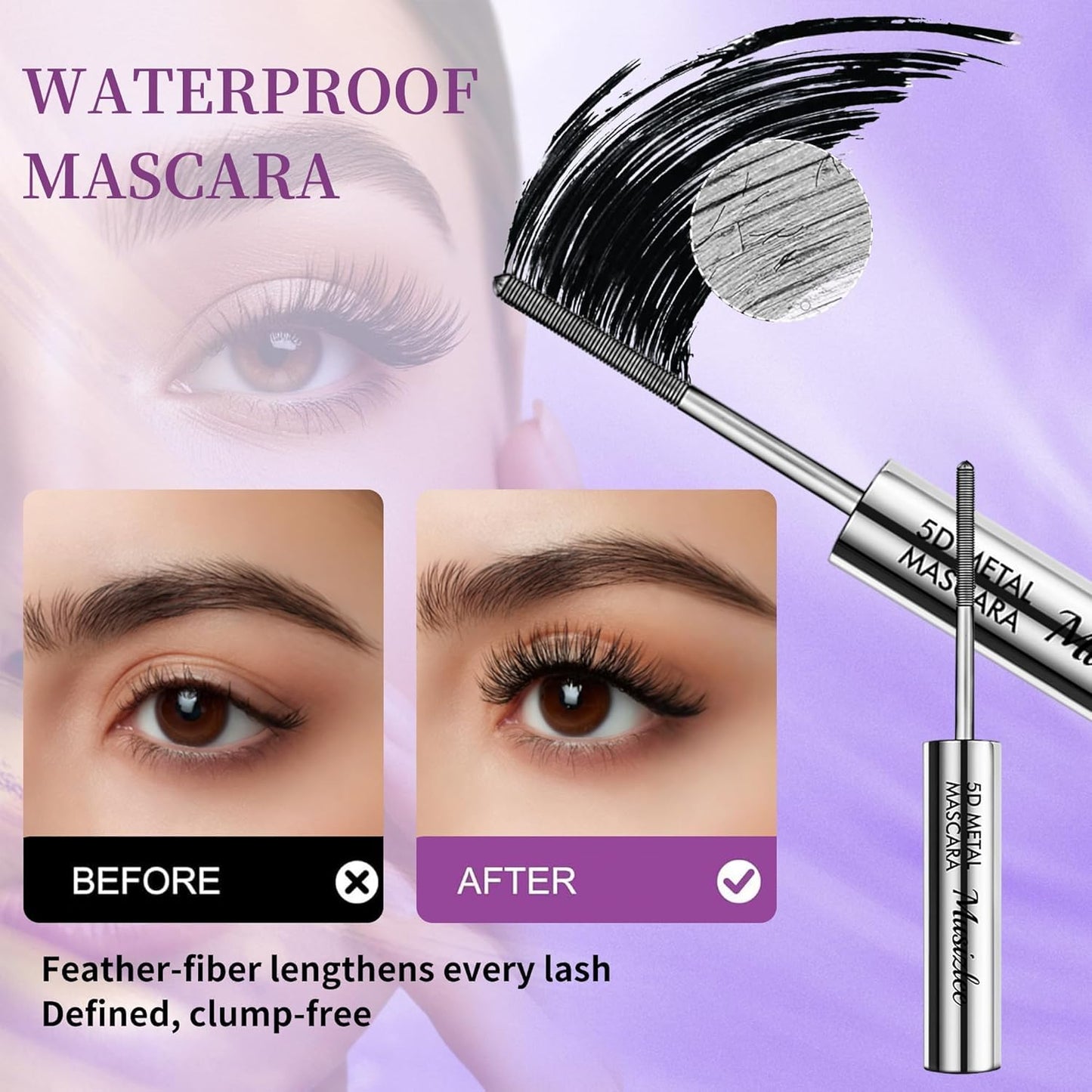 Iron Wand Mascara, Long Lasting Waterproof Mascara