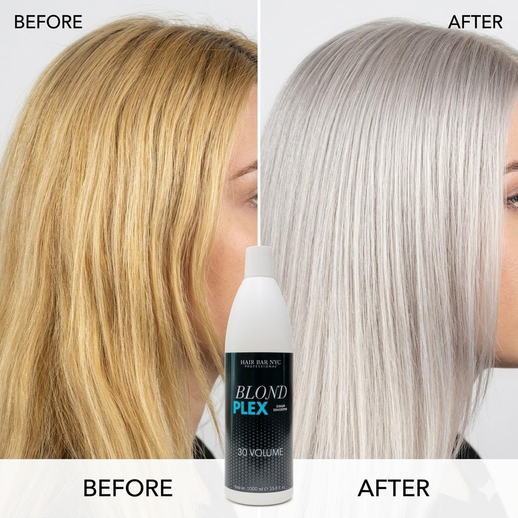 Blond Plex Anti-Yellow Professional Lightening System - 30 Volume Violet Developer for Charcoal Hair | 33.8oz/1L