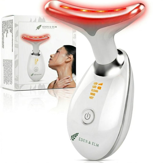 Eden & Elm - Face & Neck Sculpting Massager – 7 Color LED Beauty Tool for Firm-Looking Skin, Jawline Contouring & Daily Lift Routine – Ergonomic Curved Wireless Skincare Device