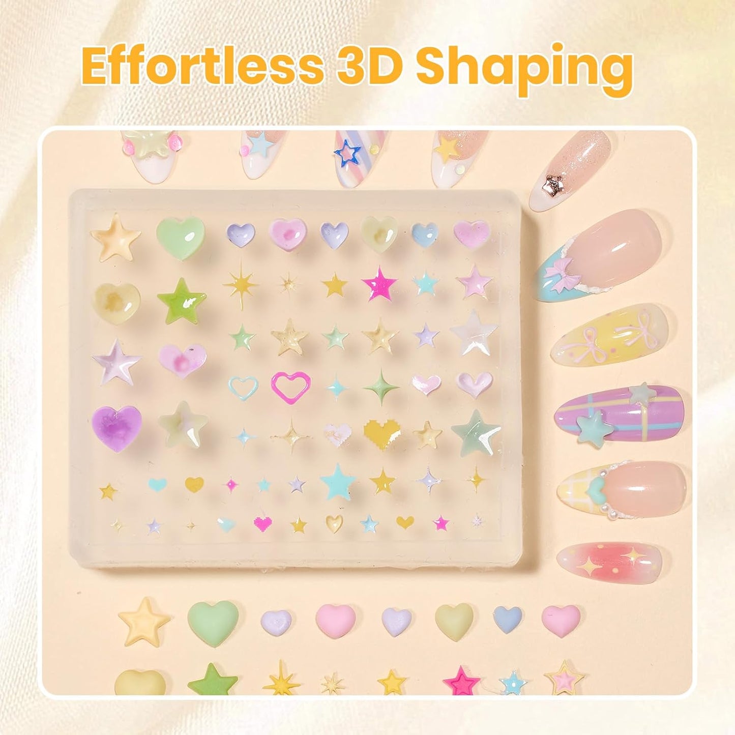 Beetles 3D Solid Builder Nail Gel Kit - 2 oz Clear Sculpting Gel for 3D Nail Art | Non-Sticky UV LED Gel with Dual Forms & Sculpting Pen