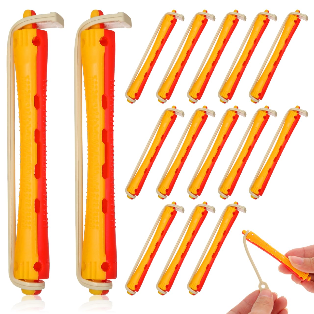 24pcs Perm Rod Hair Rollers Set with Bands - Spiral Curling Rods Curlers