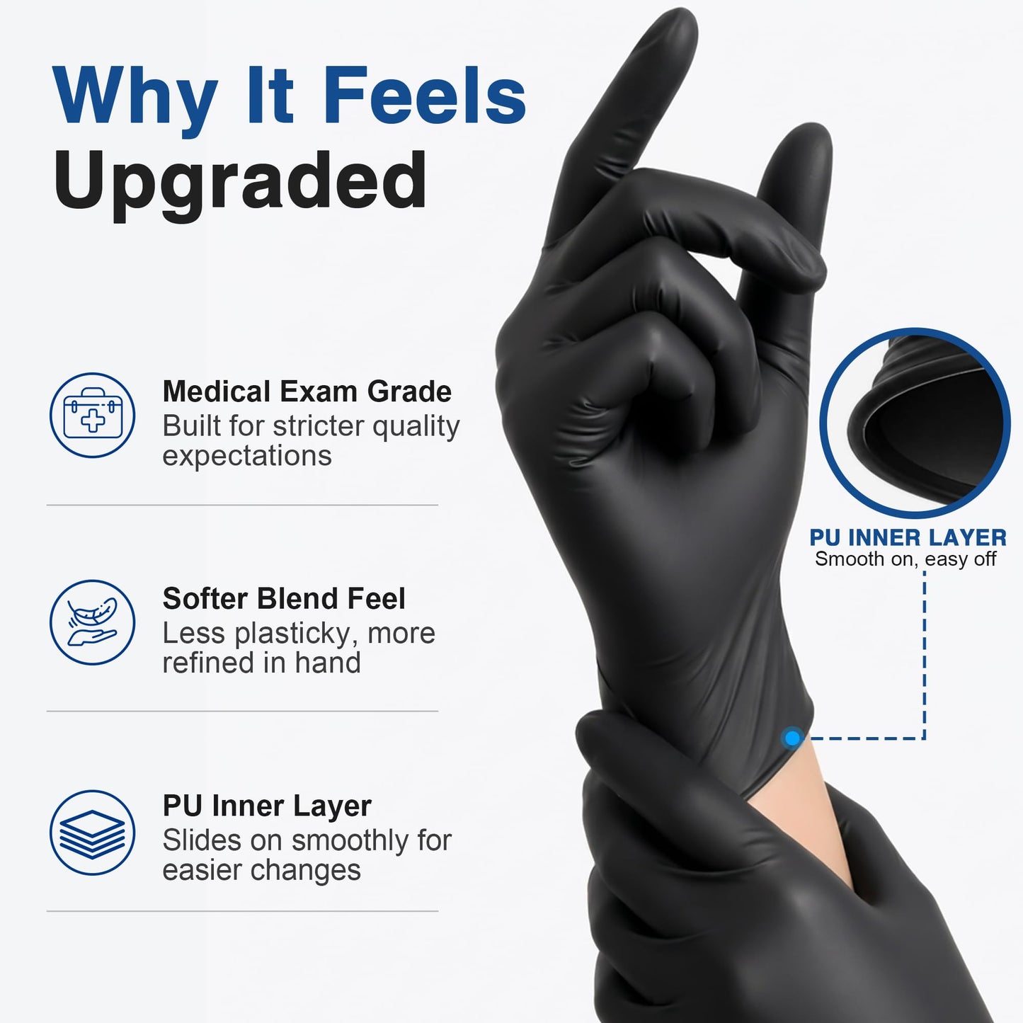 Schneider Black Vinyl Synthetic Exam Gloves, 4 Mil, Large, Disposable Gloves Latex-Free, Plastic for Medical, Cooking, Cleaning, and Food Prep, Surgical Powder-Free, Non-Sterile, 100-ct Box (L)