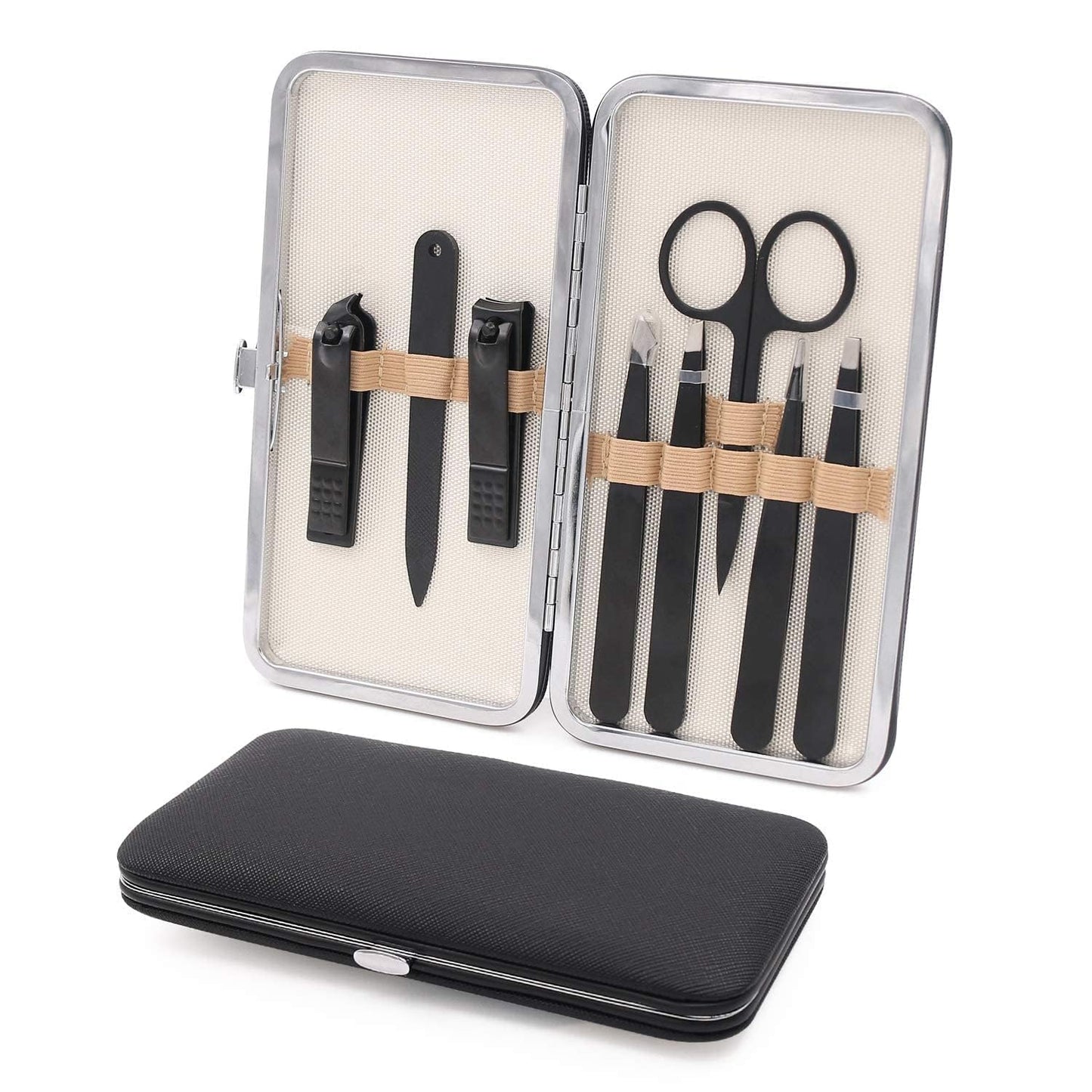 Fangze Nail Clippers and Tweezers Set, 8 Pcs Stainless Steel Manicure Pedicure Kit for Thick Nails, Travel Nail Grooming Tools with Case, Gifts for Men & Women