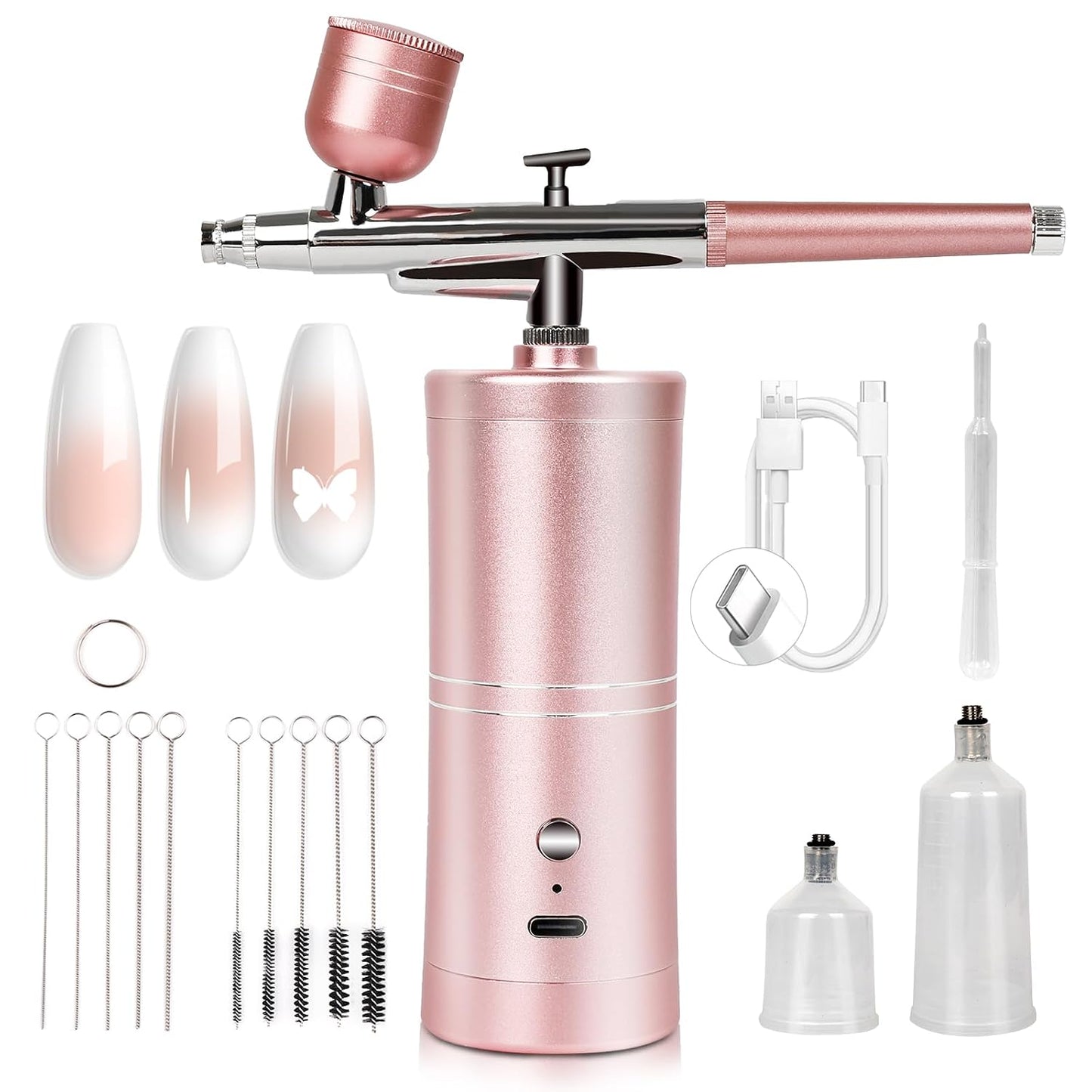 SAVILAND Airbrush Kit for Nails - 30 PSI LCD Display | Cordless Nail Art Machine with 0.3mm Nozzle