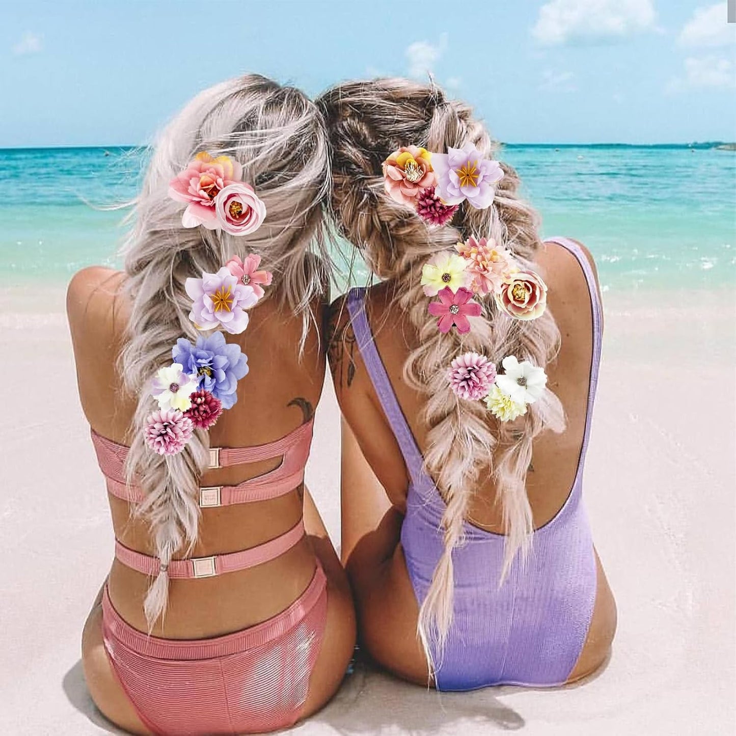 Flower Hair Clips - 21 Pcs Boho Floral Barrettes for Women | Pink & Purple Bridal Accessories