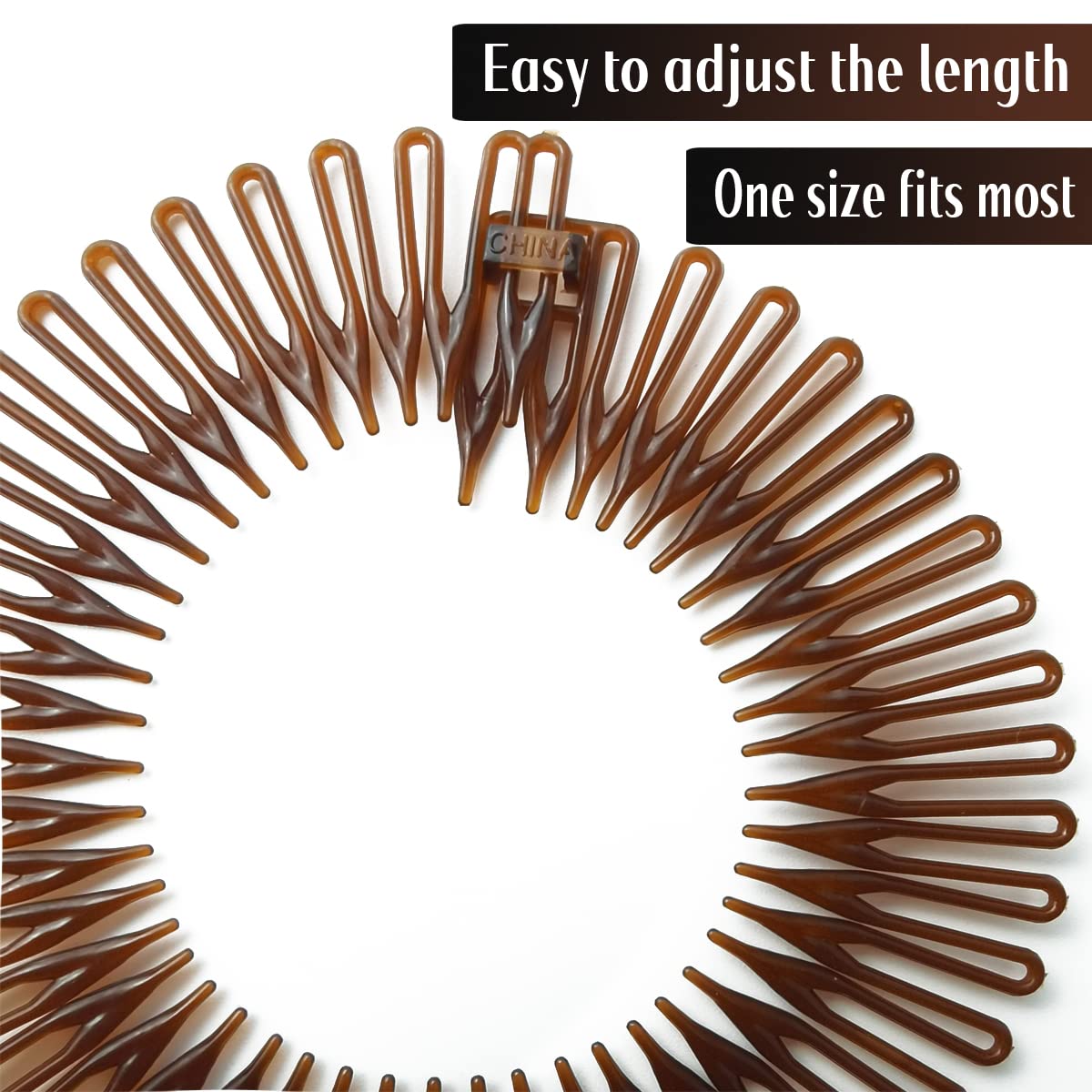 Flexible Plastic Circle Tooth Headbands - 20 Pack Hair Wrap Holders for Women | Girls & Sports Use