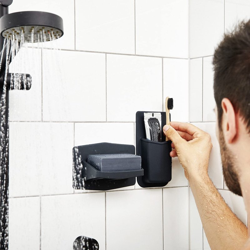 TOOLETRIES The Henry Essentials Holder - Silicone Toiletry Organizer, Shower & Bathroom Accessory - Features Silicone-Grip Technology, Removable & Reusable - Charcoal
