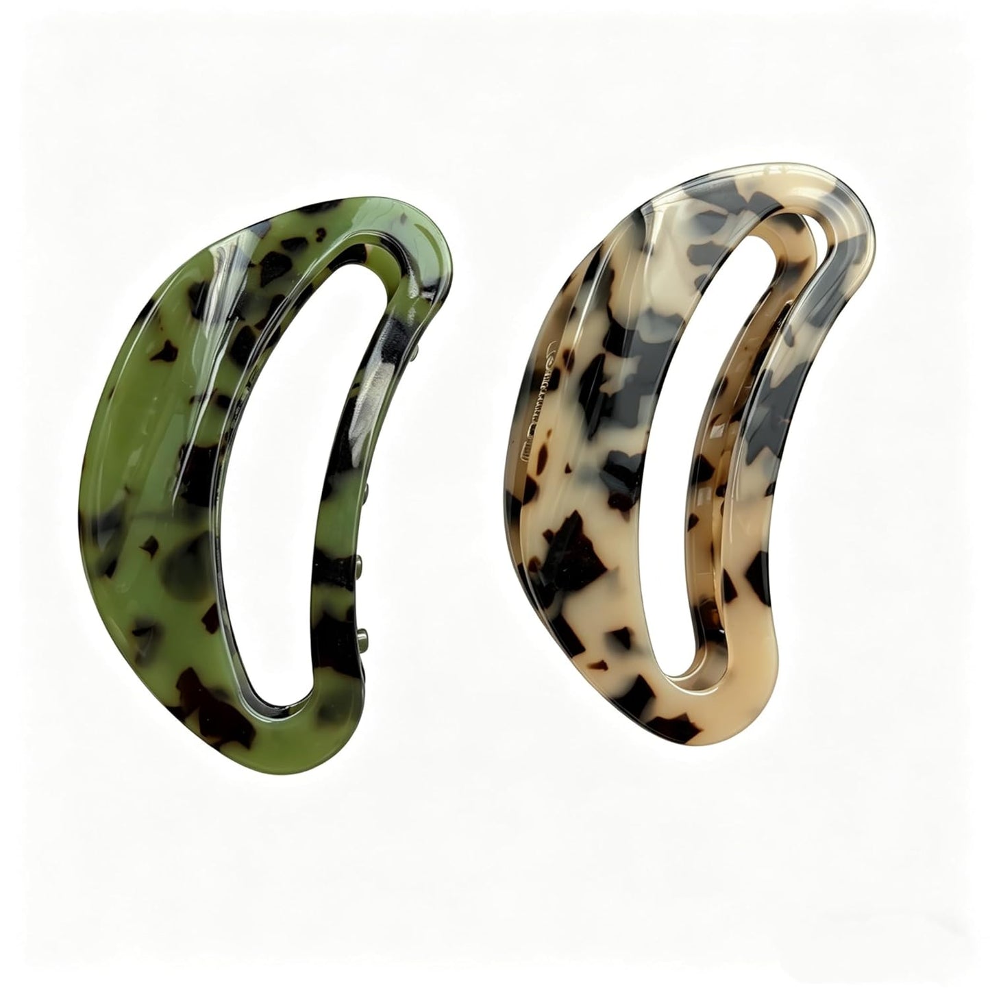 Tortoiseshell Hair Claw Clips - 2PCS Strong Hold Cellulose Acetate for Thick Hair | Leopard Print Medium Size Accessories
