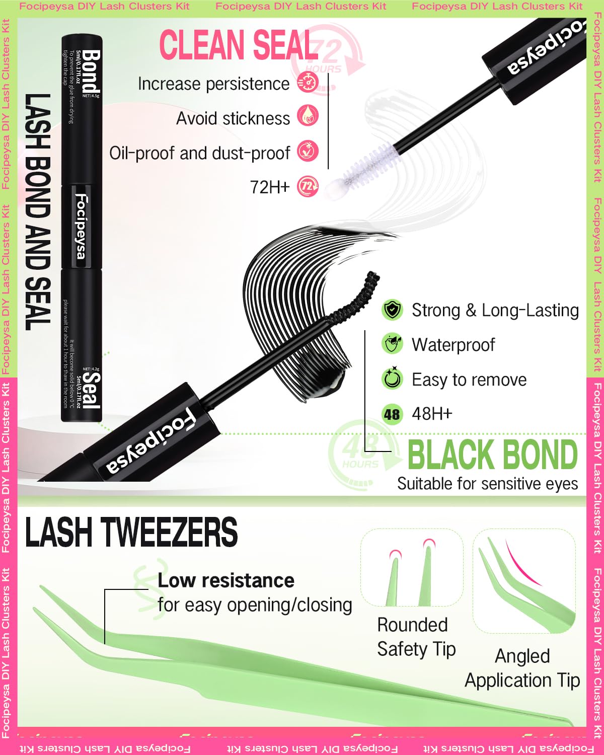 Fox Eye Lash Clusters - Wispy Cluster Eyelashes Kit with 10-18mm Lengths | DIY Extensions, Bond & Tweezers Included
