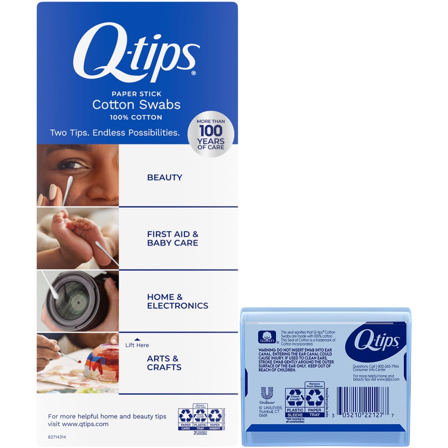 Cotton Swabs - 750 Count + Travel Size 30 Count | 100% Cotton for Home, First Aid & Beauty