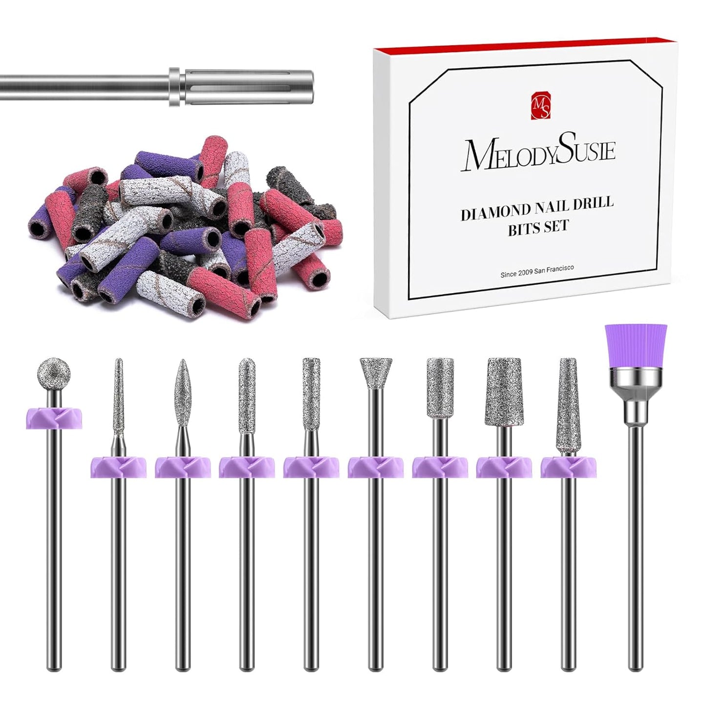 10pcs Nail Drill Bits Set - 3/32 Inch Diamond Cuticle Bits for E-File | Manicure & Pedicure Tools for Acrylic Gel Nails