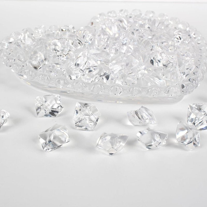 Fake Ice Cubes - 160 Pcs Acrylic Rocks for Vases | Decorative Gems, Sensory Bin Filler, Table Confetti