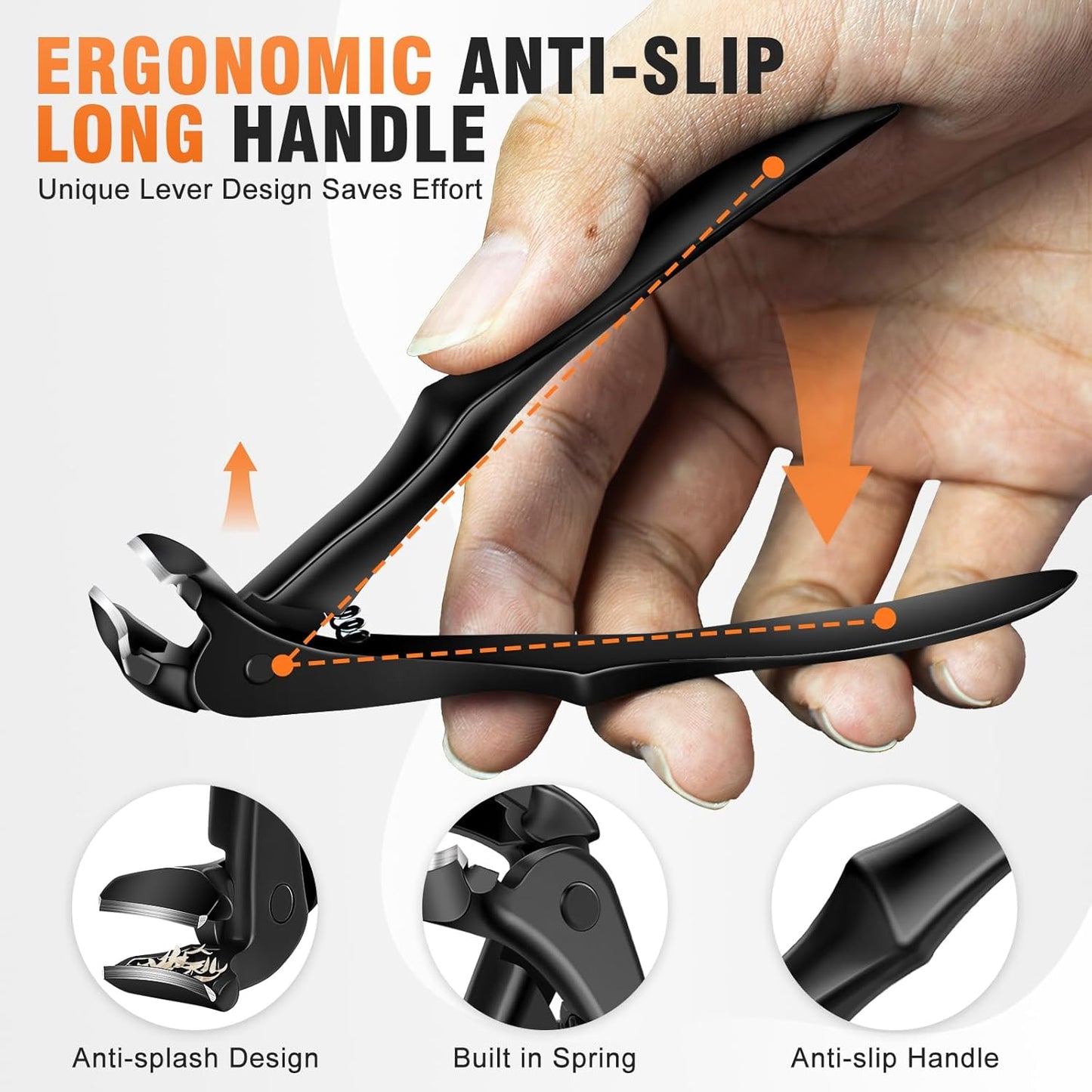 Toenail Clippers for Thick Nails - Long Handled Angled Head | Ideal for Seniors & Easy Grip