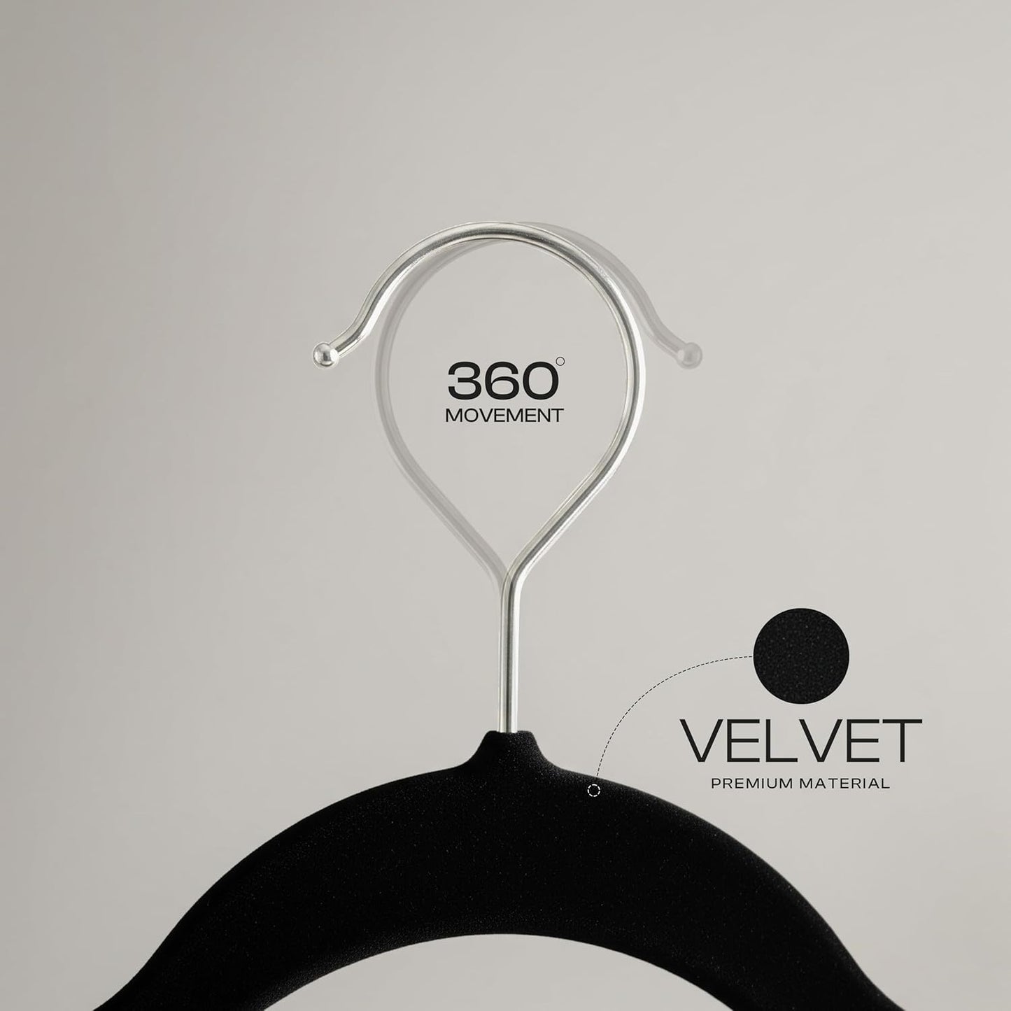 Utopia Home Velvet Hangers - Non-Slip Slim Coat & Pant Hangers | 50 Pack, 360° Swivel Hook, Black