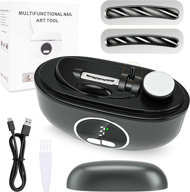 Electric Nail Clippers for Seniors - 3-in-1 Adjustable Dual-Slot, 3-Speed Trimming & Sanding | Black, Night Lighting, 1PC