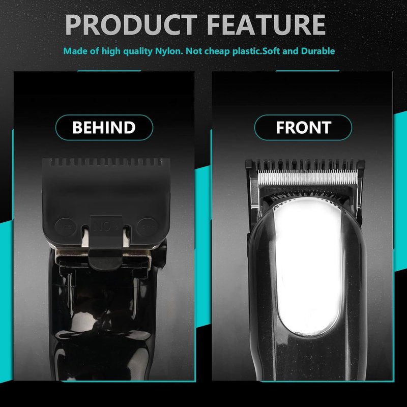 Replacement for Wahl Professional #1 Guide Comb Attachment No.1 1/8" (3.0mm) and Color Coded Clipper #1/2, 1/16", 1.5mm -Black