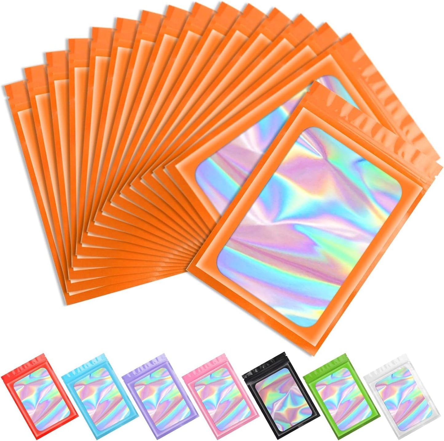 Purple Smell Proof Mylar Holographic Bags - 100 Pcs Resealable Odor Proof Foil Pouches for Food Storage | 2.4x3.9 In