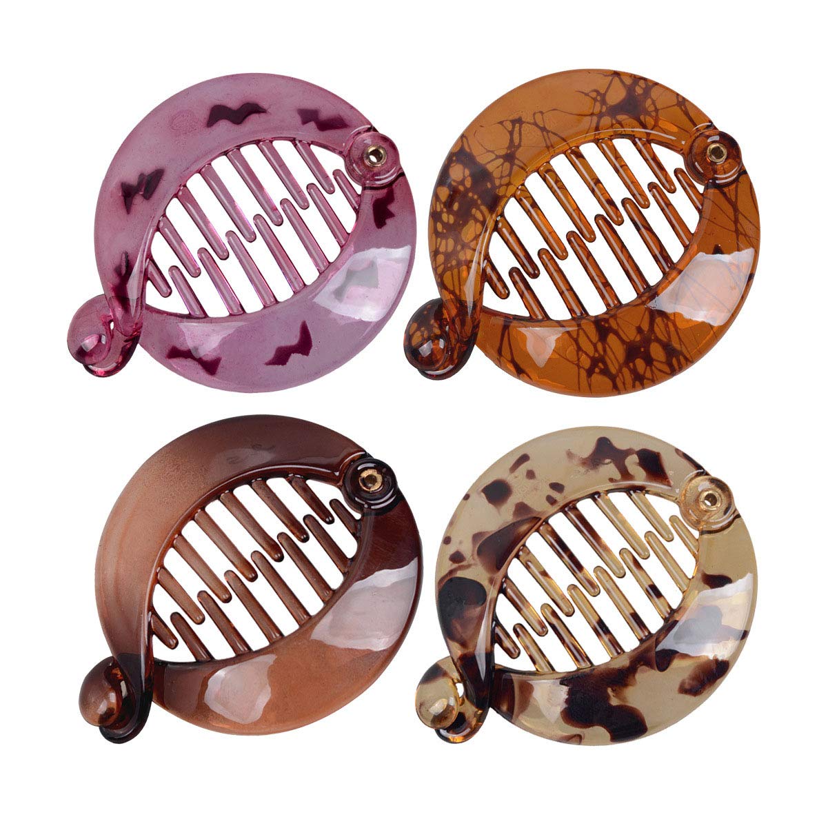 4 Pcs Round Banana Clips Resin Fish Shape Hair Clip Fishtail Clip Comb Grips Hairpins Ponytail Holder Women Hairstyle Hair Accessories