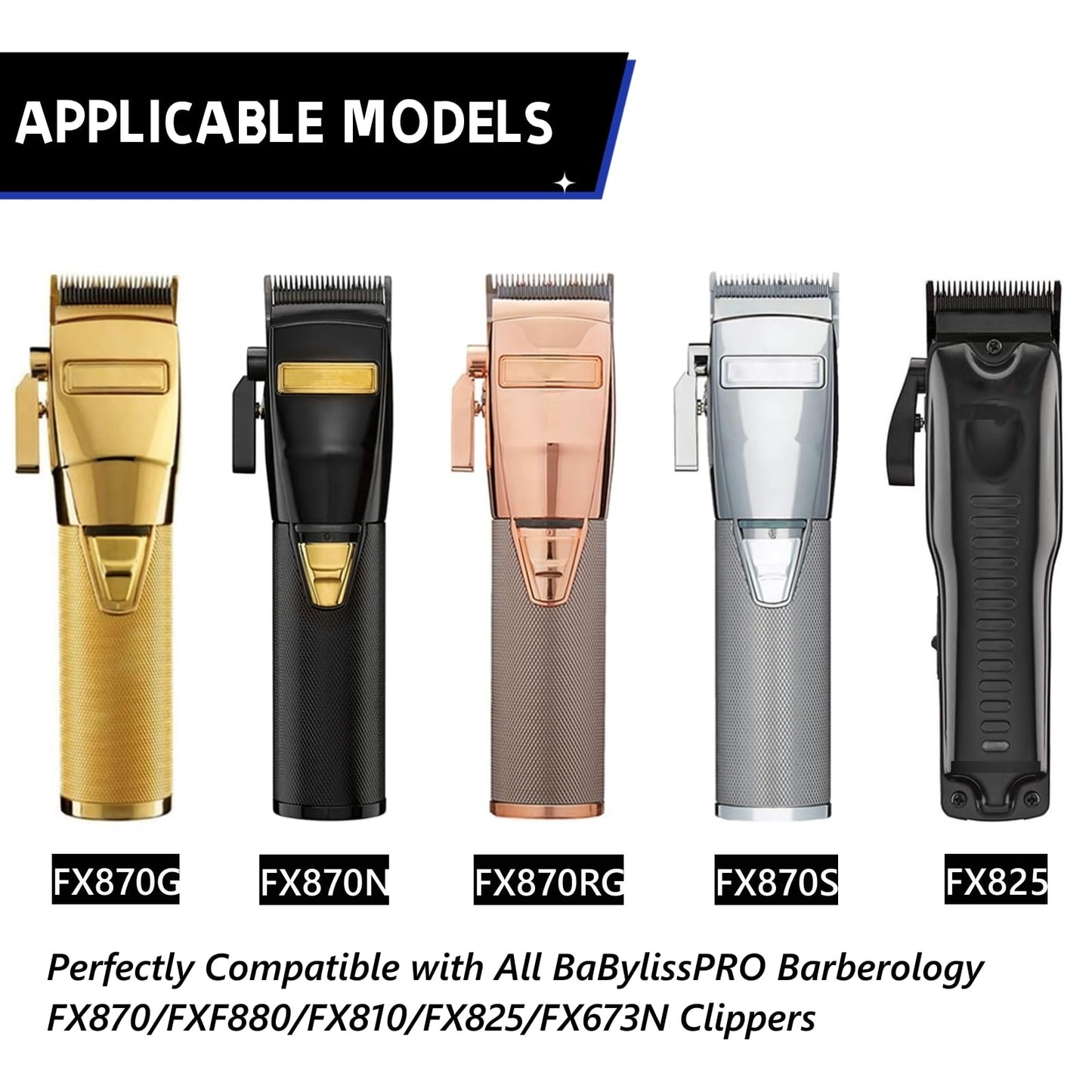 Replacement DLC Blade Compatible with BaBylissPRO FX870 Series and FX825 Outlining Hair LoPROFX Trimmers FX880, Black