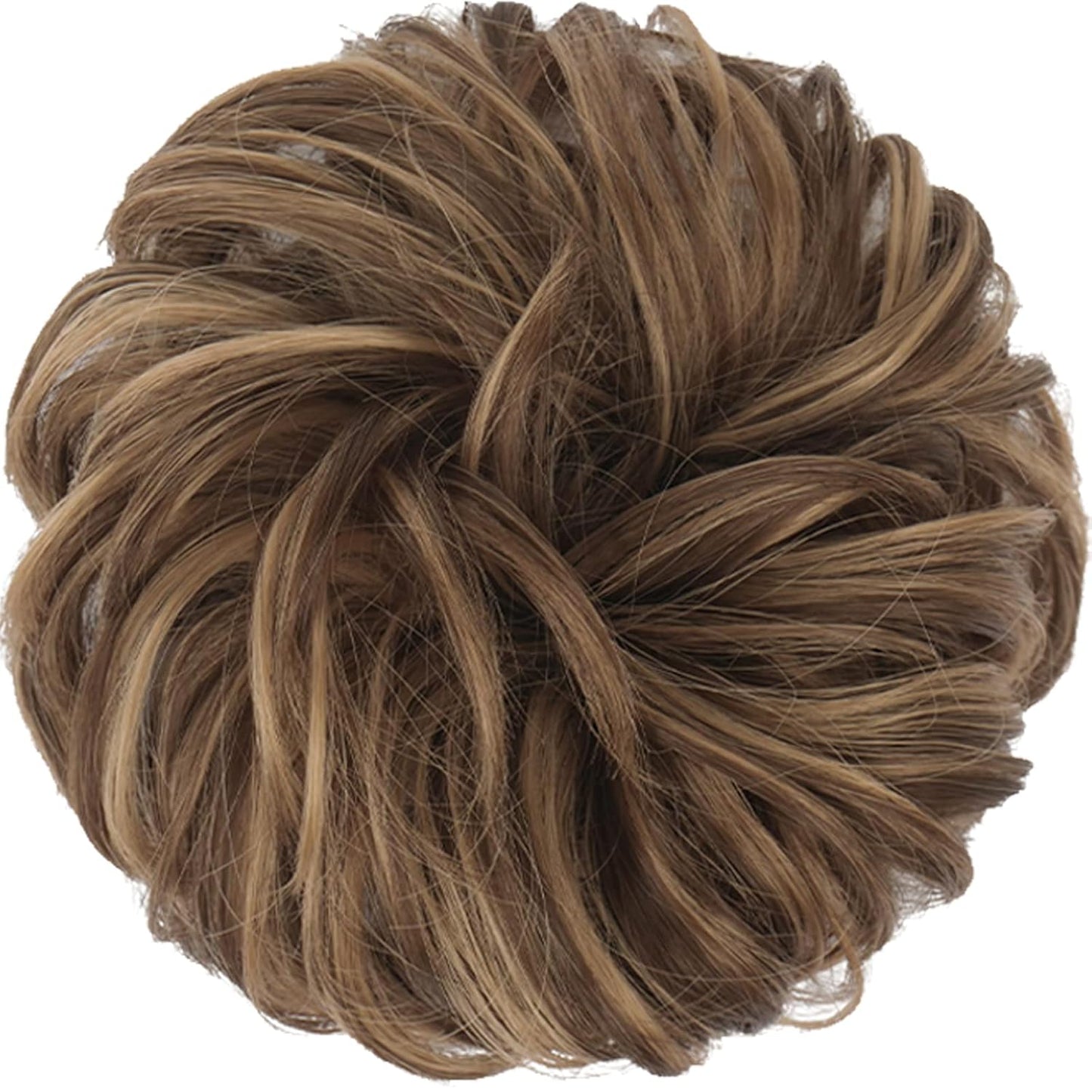 Messy Bun Hair Piece - Wavy Synthetic Chignon Scrunchie for Instant Volume | Brown Mixed Honey Blonde, 1.50 oz