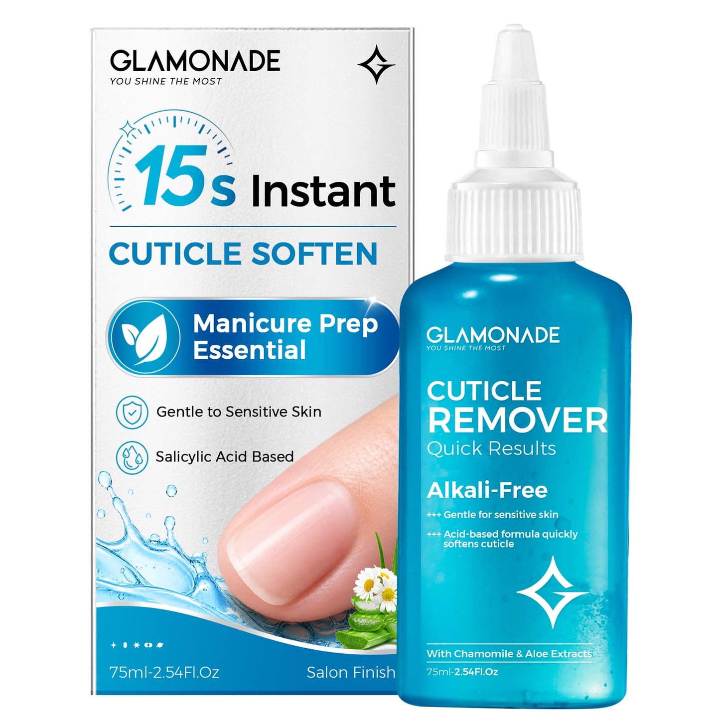 Glamonade Instant Cuticle Remover Gel: Fast-Acting Cuticle Softener for Overgrown Rough Cuticles, Salicylic Acid, Gentle for Sensitive Skin, Professional Manicure Prep & Nail Care