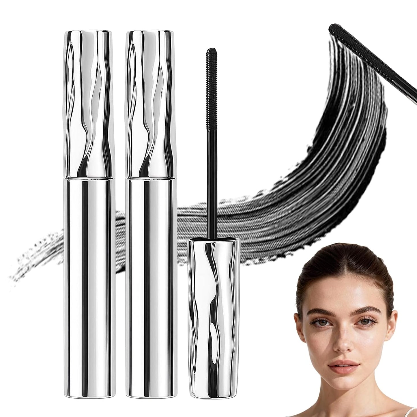 Waterproof Mascara - Metal Wand for Volumizing, Lengthening & Curling | Quick Drying Formula for Natural 3D Lashes