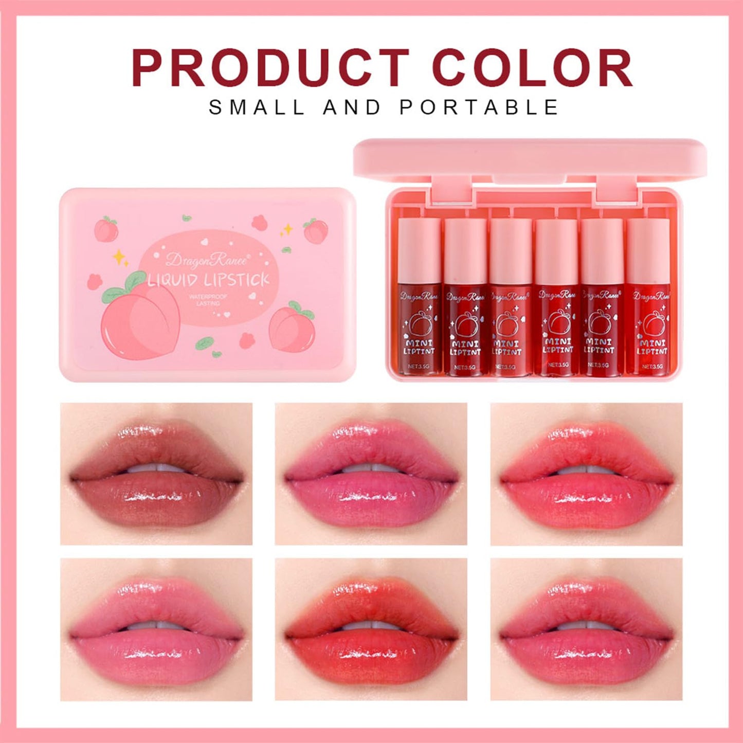 Eakroo 6 Colors Lip Tint Stain Liquid Lipstick, Lip Stain Long Lasting Waterproof, Lip Tint, Lip Gloss Set, Lip Gloss Bulk, Korean Lip Oil, Cute Stuff for Teen Girls, Lightweight, High Pigment