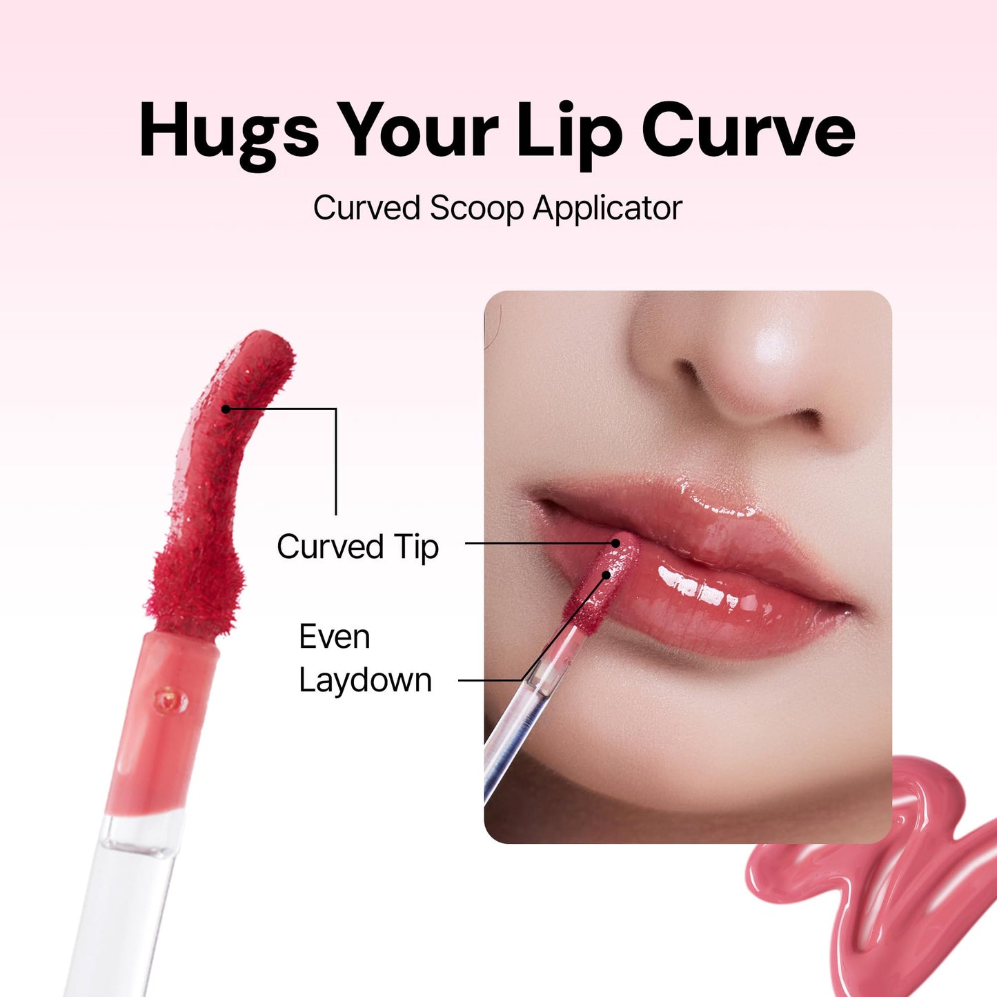 Oiad Slayn Hyper Glow Lip Gloss Tint, Long-Lasting Fresh-Looking Color, Non-Sticky Glassy Shine, Curved Scoop Applicator(04 Teen)