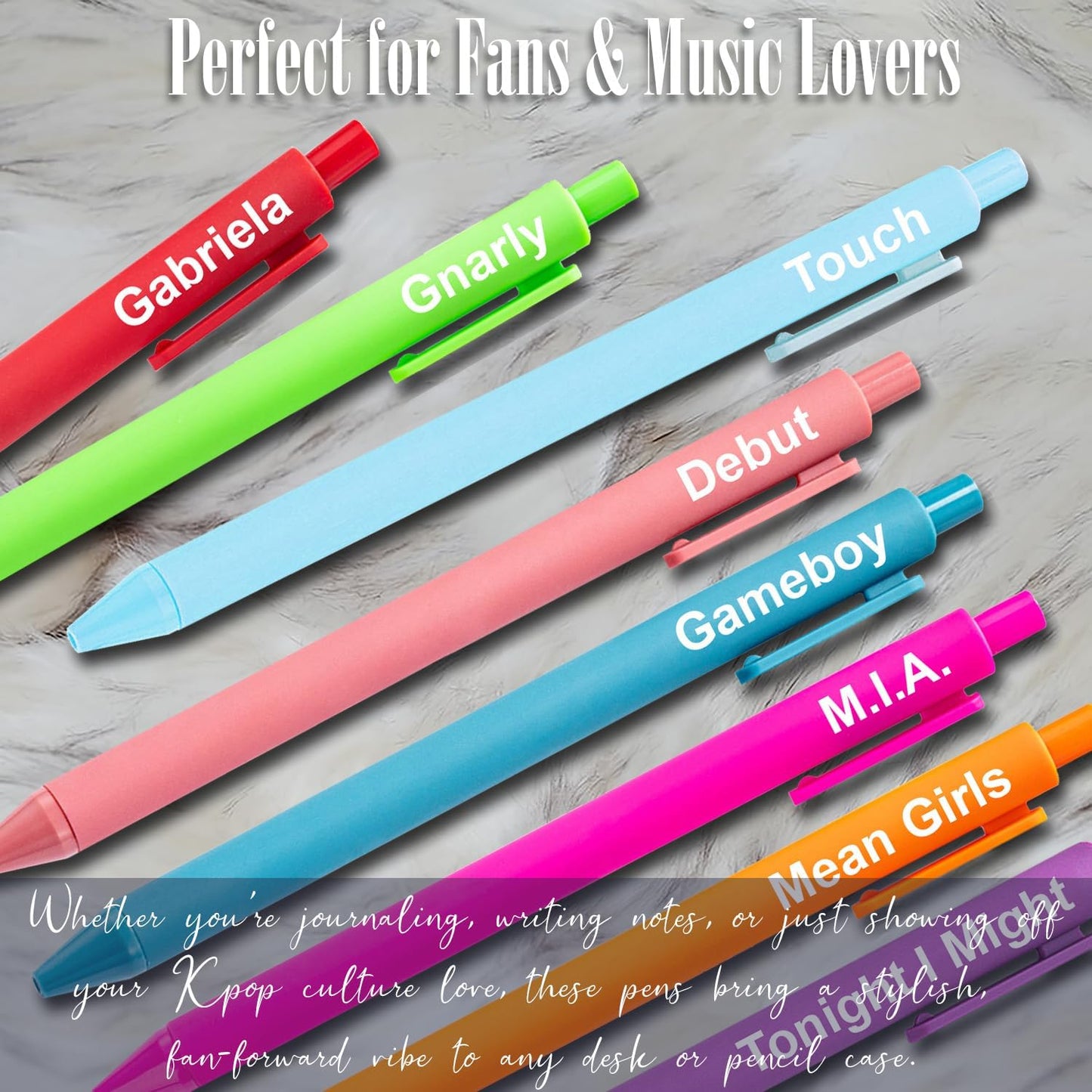 Kpop Gel Pens - Cute Office Supplies for Music Fans | Aesthetic Birthday Party Favors for Girls