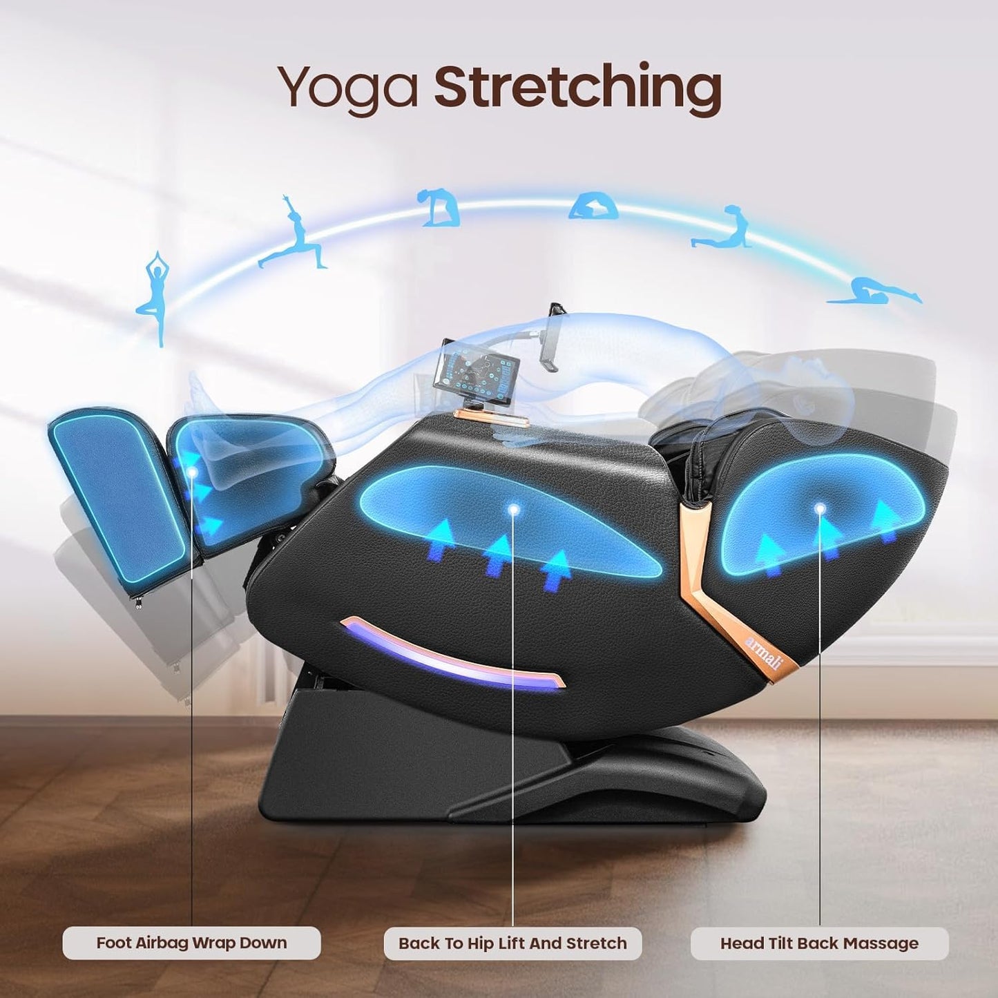 4D Massage Chair - Full Body Shiatsu with Zero Gravity & Core Heating | 53.5" SL Track, 22 Airbags, Smart Foot Rollers, Yoga Mode