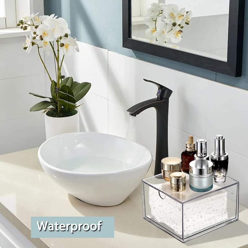 Clear Plastic Face Towel Holder - Bathroom Vanity Organizer with Drawer Storage | Compatible with Clean Skin Club Towels