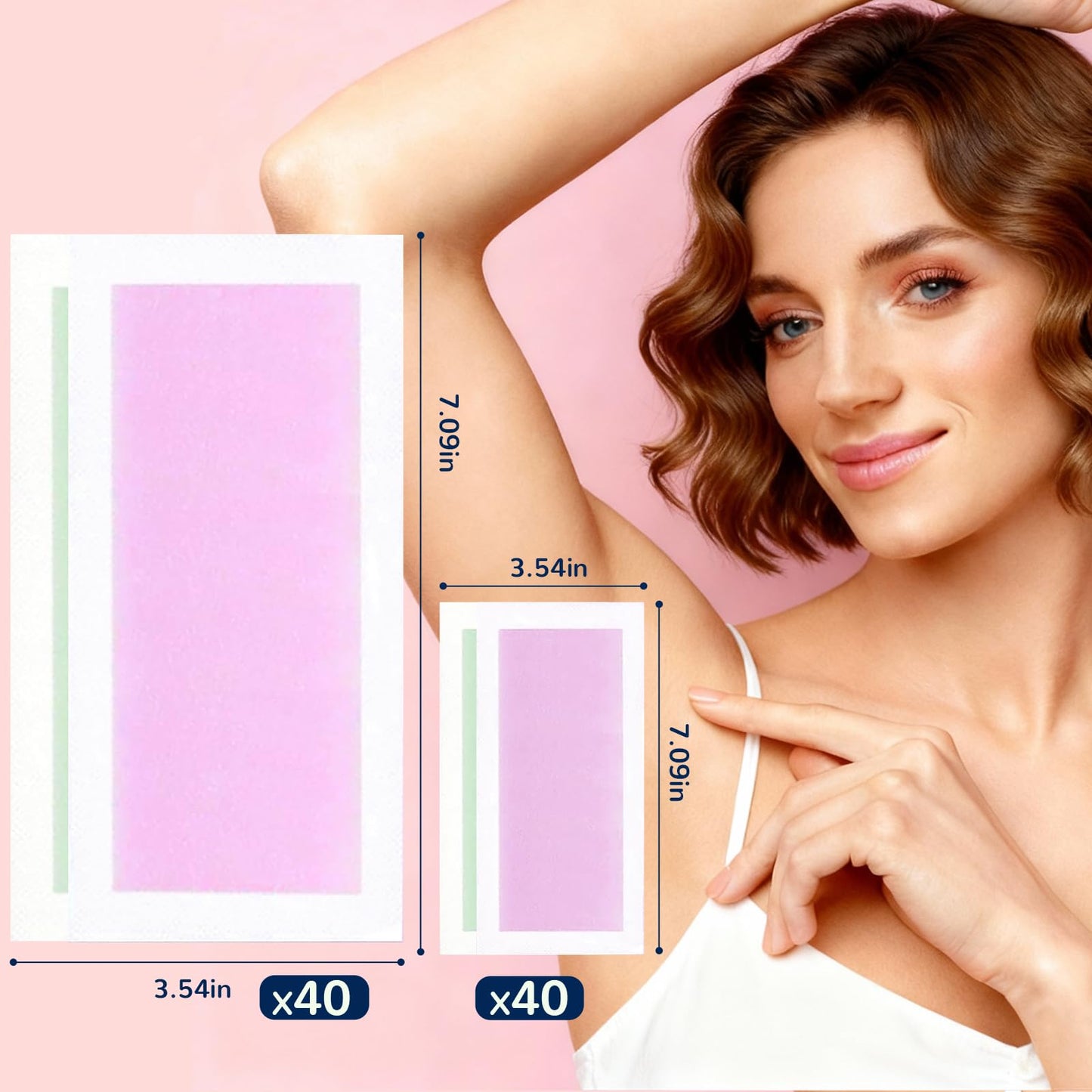 84PCS Wax Strips for Face Hair Removal,Body Waxing Kit for Women,Suitable for Face,Body,Legs, and Bikini Zone.Lncludes 40 Body+40 Facial Waxing Strips&4Calming Oil Wipes