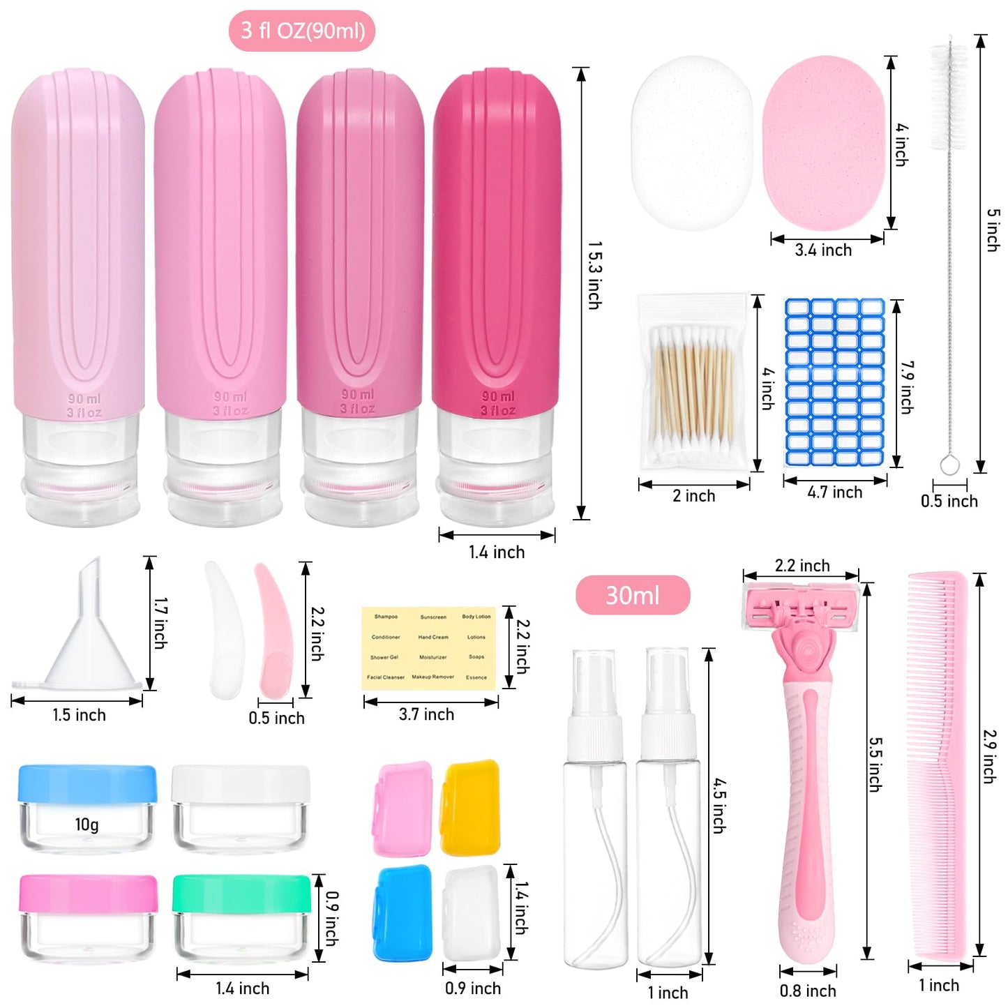 CHEODIN 26 Pack Travel Size Toiletries, Tsa Approved Travel Containers for Toiletries, Leak Proof Silicone bottles and Shampoo Conditioner, Essential Toiletry Accessories.