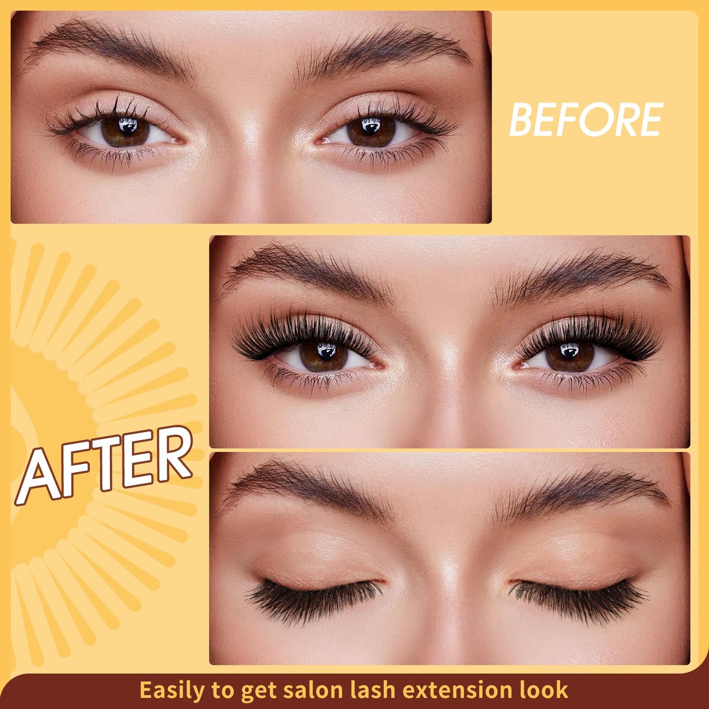 QUEWEL Magnetic Eyelashes 1 Pair Reusable Magnetic Eyelashes with Applicator No Glue Needed Eyelashes Cat Eye Natural Look Lash Clusters Kit Easy to Wear and Remove(B11)