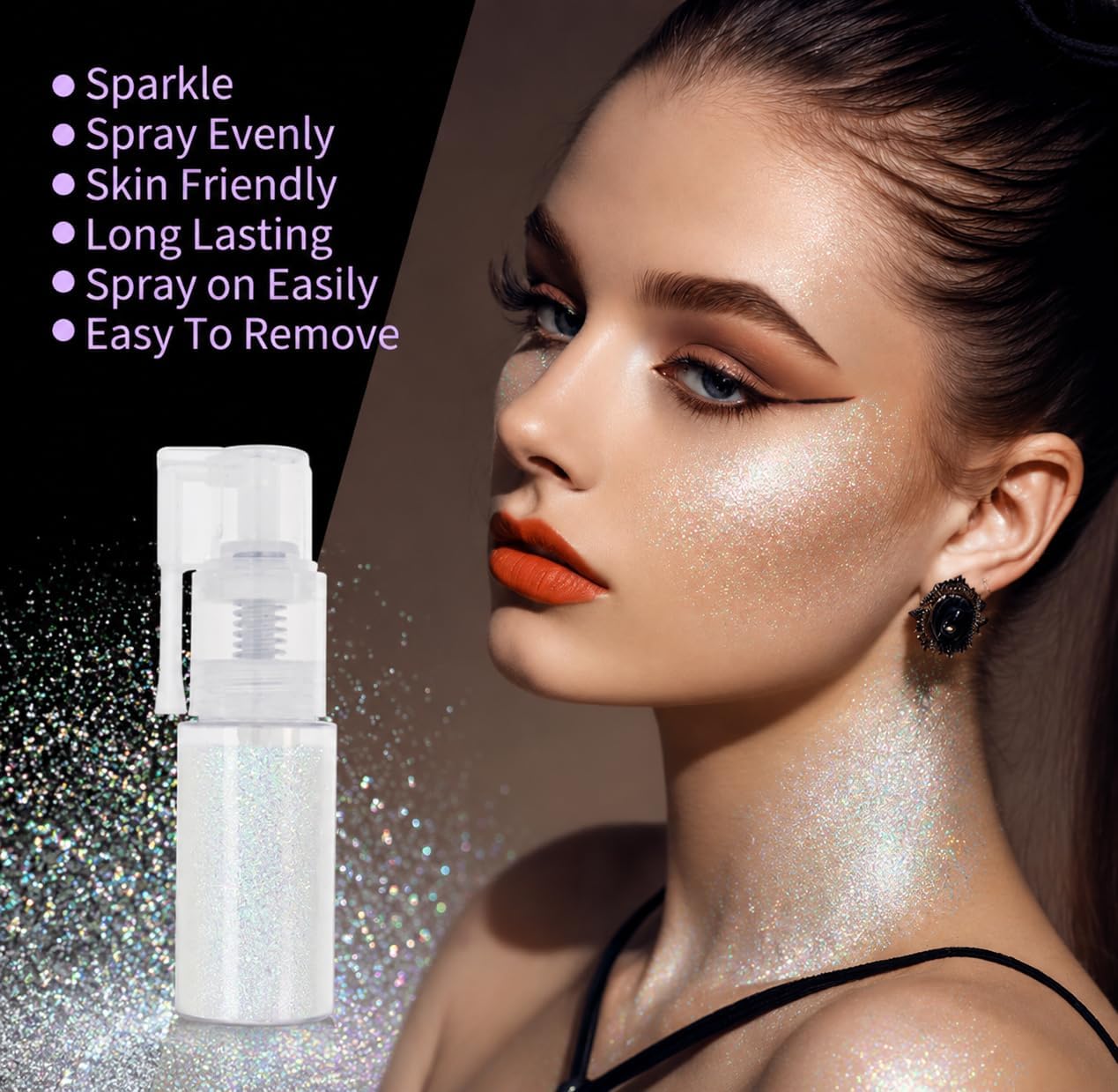 White Hair and Body Glitter Spray - Shiny Sparkle Glitter for Clothes & Hair | 25g/0.88oz