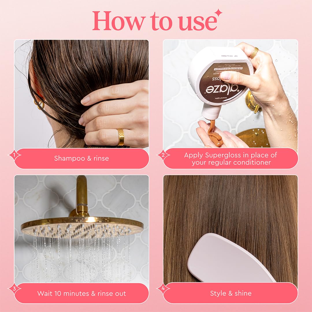Glaze Super Gloss Conditioning Gloss - Honey Blonde for Medium to Dark Hair | Rinse-Out Semi-Permanent Color Enhancer