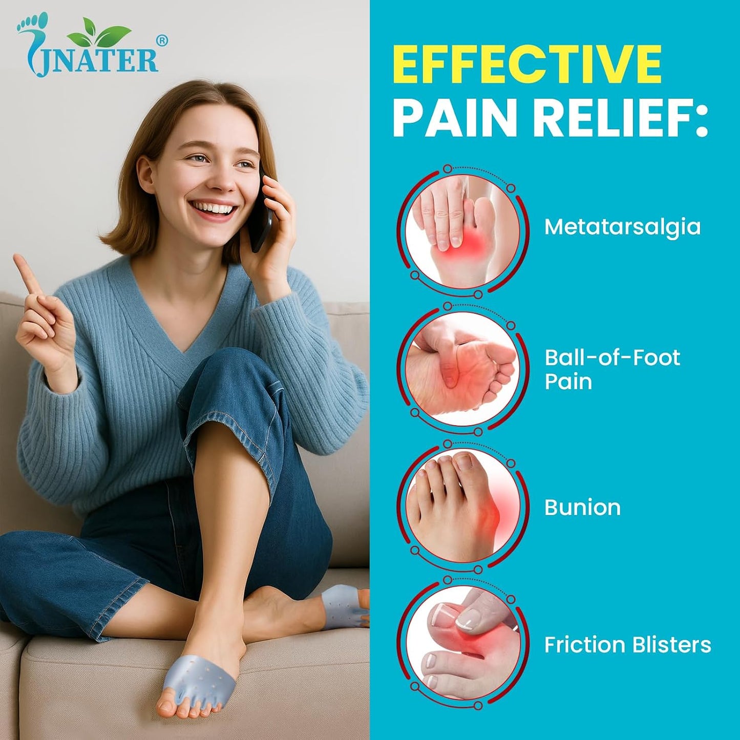 Toe Separators & Metatarsal Pads - 8 Pcs Gel Toe Spacers for Pain Relief | Soft Cushions for Metatarsalgia & Morton's Neuroma