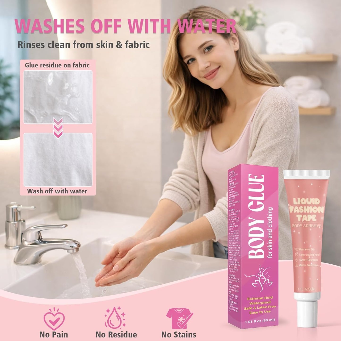 Liquid Body Adhesive - 30ml Sweat-Resistant Skin Glue for Dancers | Water Washable for Costumes, Socks, and Wigs