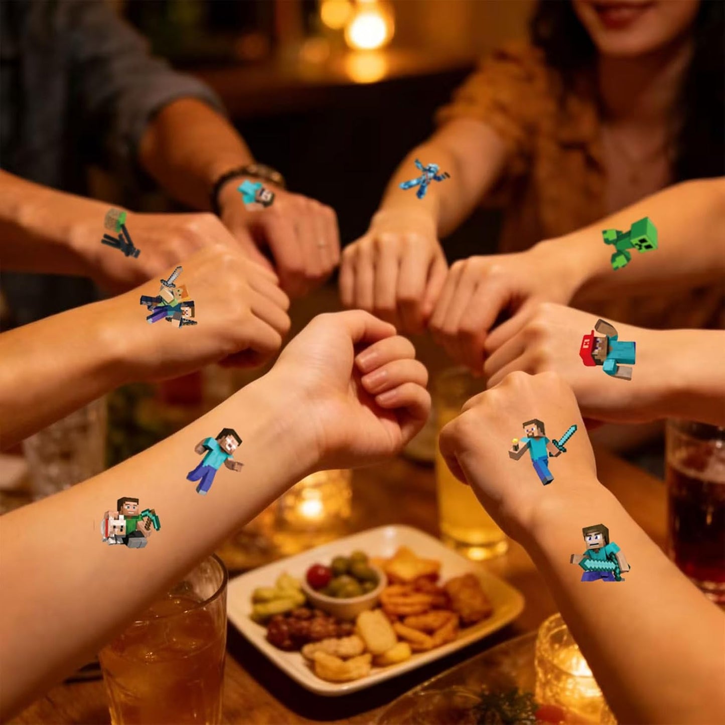 Game Theme Temporary Tattoos - 20 Pcs Pixel Cartoon Stickers for Parties & Rewards | Fun Kids' Favors