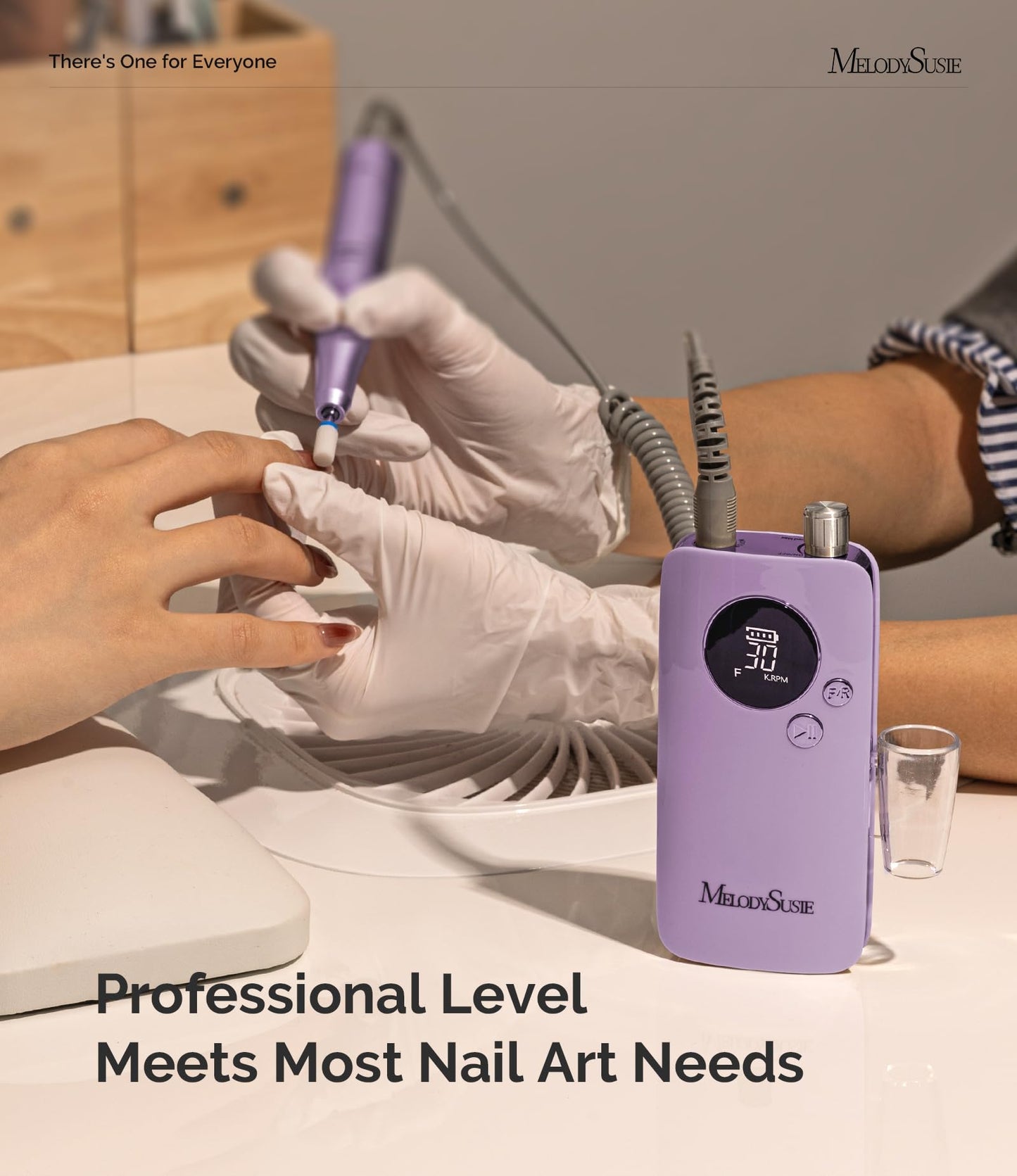 MelodySusie Entry-Level Clip-On Rechargeable Nail Drill, SC320F 30000RPM E-File with Pastel & Colorful Design for Manicure Shaping & Gel Removal, Ideal for Training, Nail Art Practice & Home Use