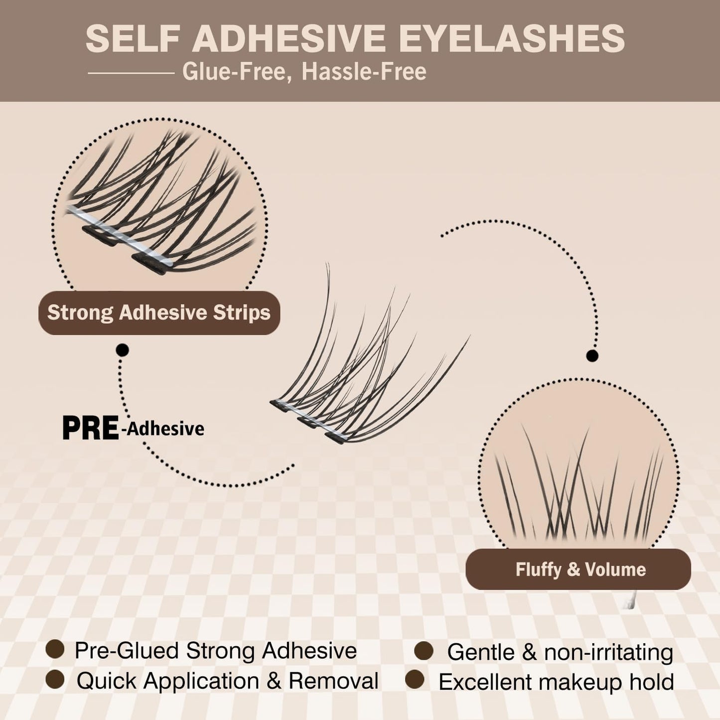 Self Adhesive Lash Clusters No-Stem 10-12mm Short Lash Clusters 156pcs Clear Invisible Band Pre Glued DIY Eyelashes Natural Soft Wispy C-Curl Individual Eyelash Extensions with Tweezers EPUDY FIHSALA